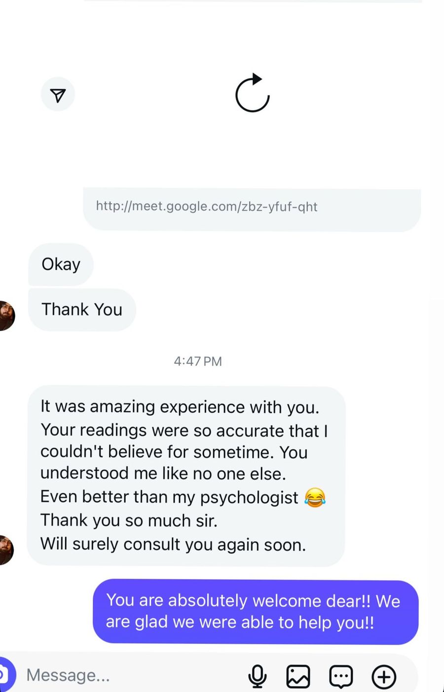 Client message 3 about a reading with Avitosh