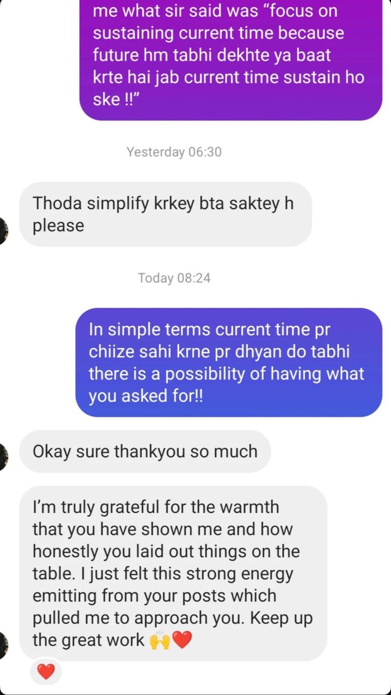 Client message 8 about a reading with Avitosh